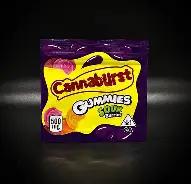 Cannaburst 500mg Grape gummies THC packaging and purple gummy rings